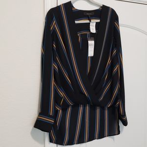 Striped wrap front blouse